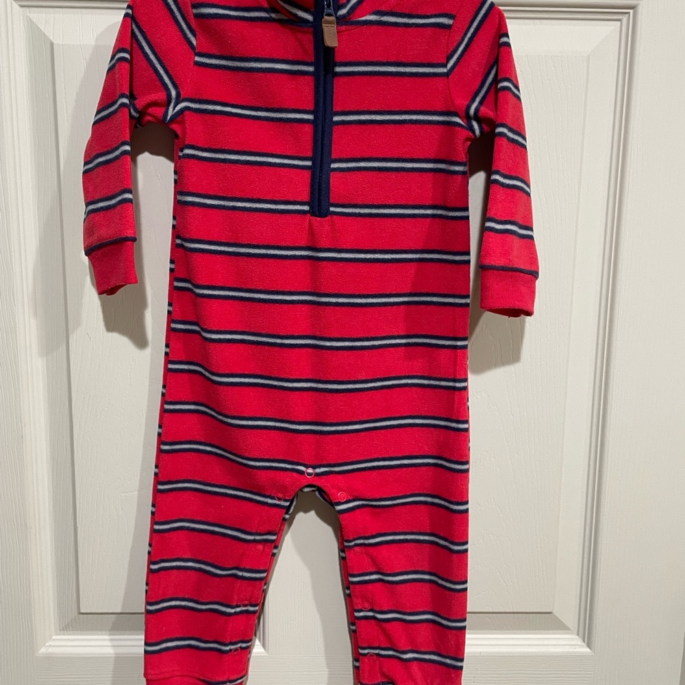 Carter's Red and Blue Striped One Piece Footies with Long Sleeves